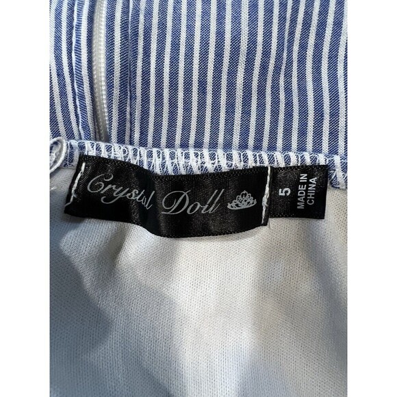 Crystal Doll blue and white stripe with patchwork roses zipper Back juniors 5 - Picture 7 of 9